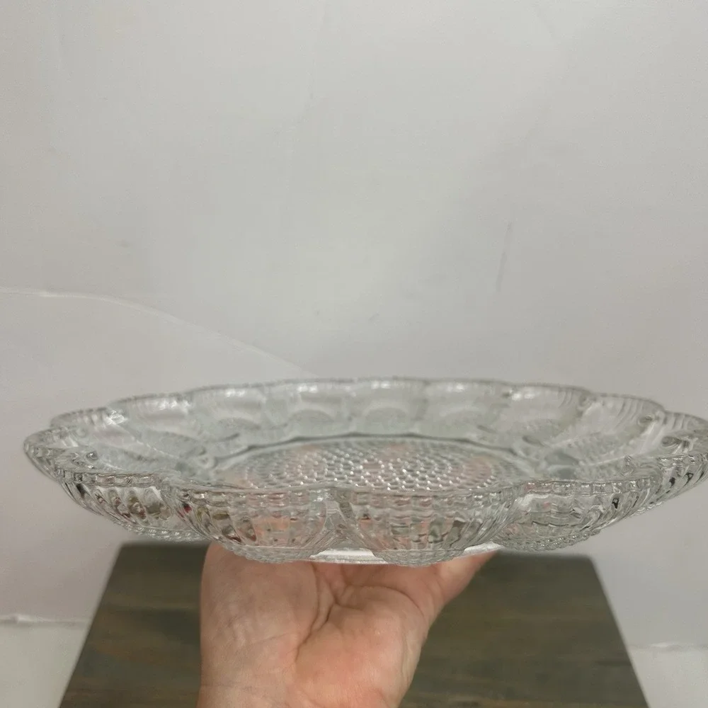 Vintage Hobnail Indiana Glass Egg plater 11 1/4